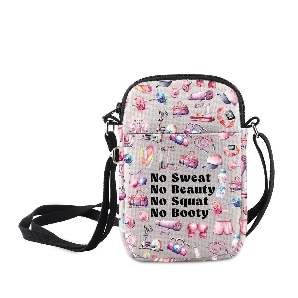 Motivational Gift Gym No Sweat No Beauty No Squat No Booty Crossbody Bag Uwu O_